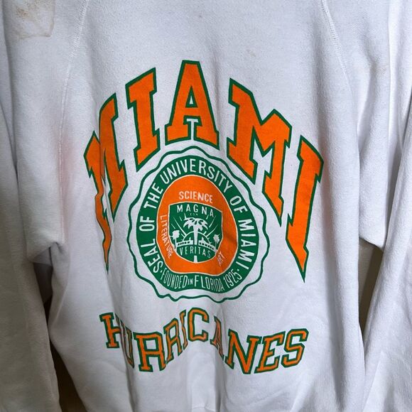 Vintage 80s University Of Miami Hurricanes Sweatshirt Crewneck XL - Picture 2 of 5